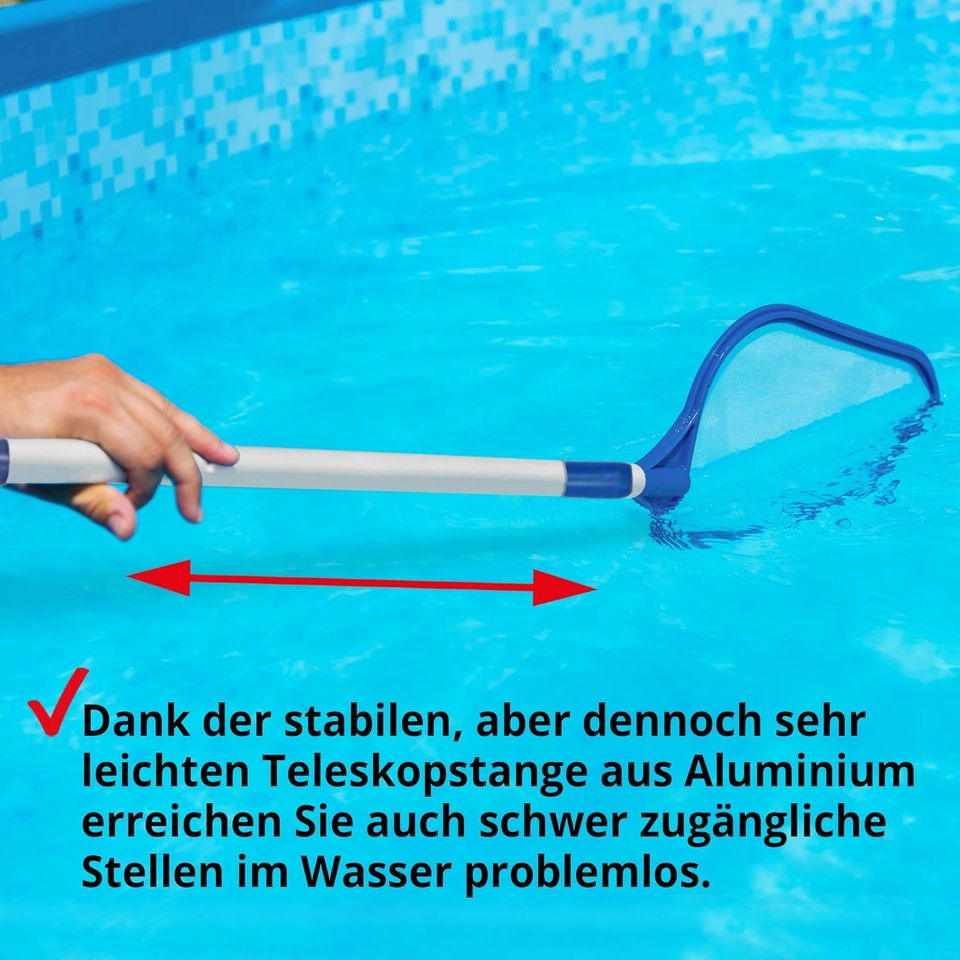 Kescher mit Teleskopstange Poolreinigung Schwimmbad Pool in Ostbevern