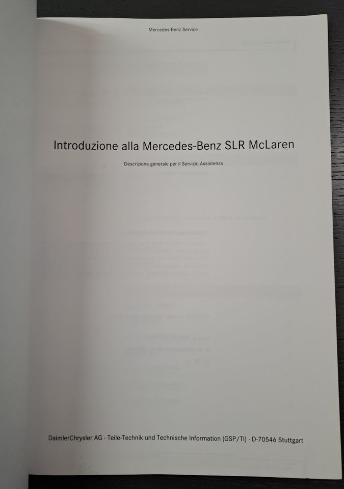 Mercedes-Benz Werkstatthandbuch SLR McLaren W199 Italienisch in Alfeld (Leine)