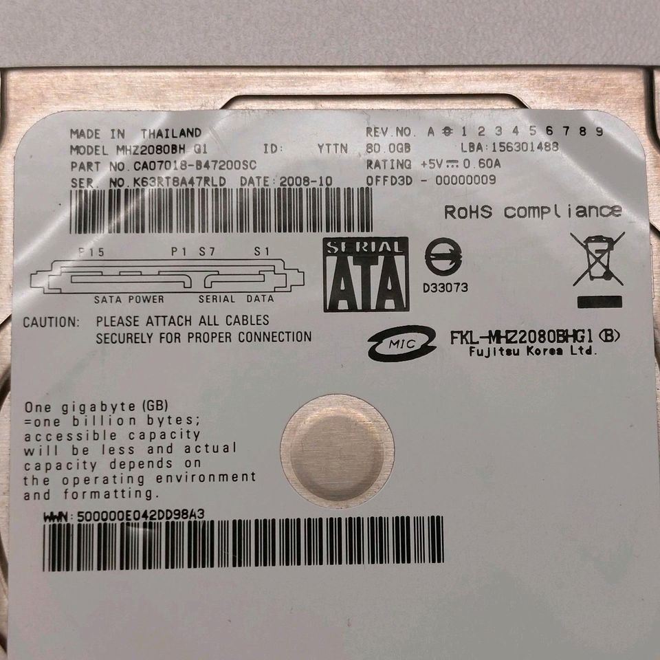 SATA-HDD 2.5Zoll 80GB / 80GB / 250GB in Stetten