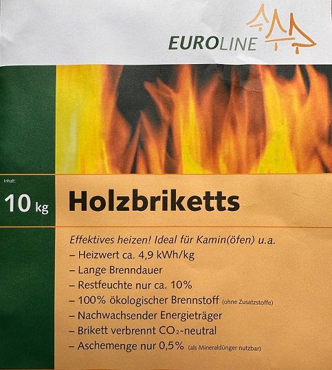 Euroline Premium Holzbriketts 10 kg | Abverkauf = 3,85 €/Pak.❗️ in Northeim