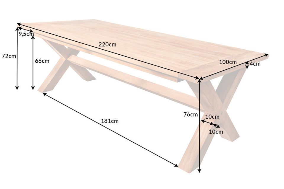 Wetterfester Gartentisch EMPIRE TEAK 220cm Teak Massivholz Outdoor Esstisch Gartenmöbel Riess-Ambiente in Halstenbek