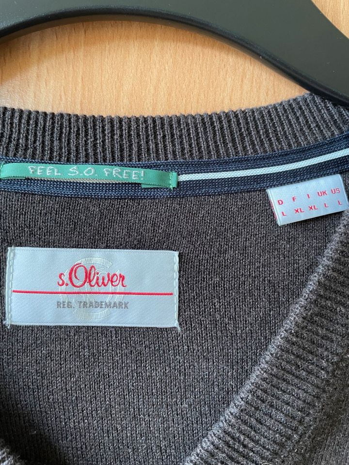 S.Oliver Herren Pullover Strick V-Neck Gr.L braun/dunkelbraun NEU in Idstein