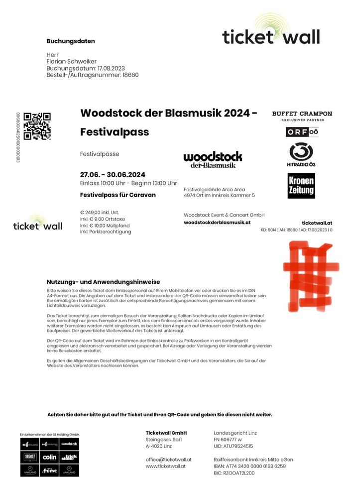 Woodstock der Blasmusik Festivalpässe in Walddorfhäslach