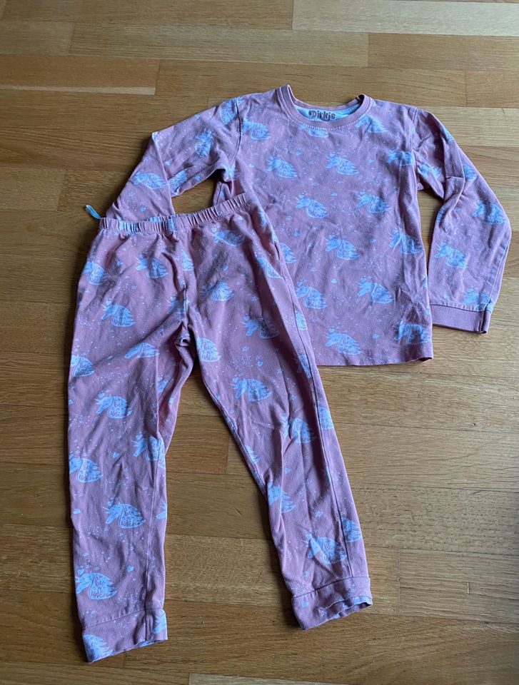 Dirkje Schlafanzug Pyjama zweiteilig pink Einhorn Gr. 110/116 in Frankfurt am Main