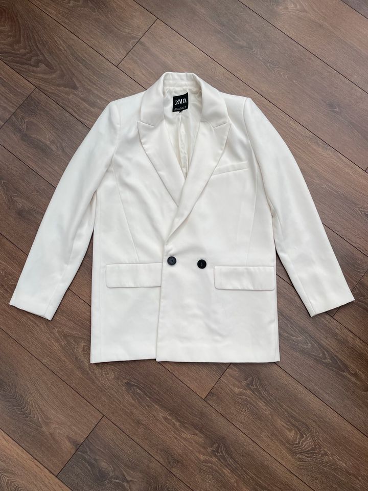 Langer Creme weißer Blazer Zara S Blogger Style in Krefeld