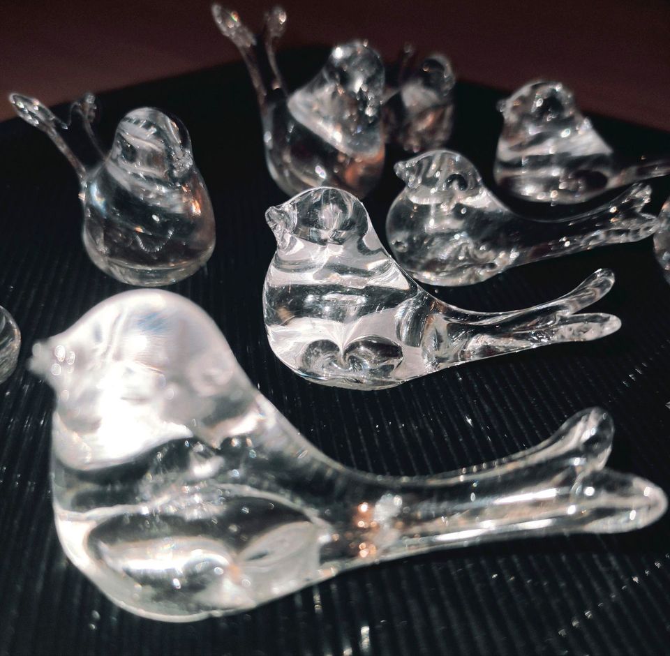 Vogel NEU 23 Stück Kristallglas 3 x 7 cm Mundgeblasen in Melle