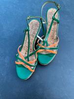 Riemchensandalen mit Keilabsatz, Größe 40, grün/orange Bayern - Fürth Vorschau