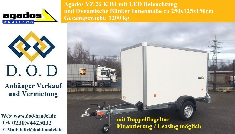 Kofferanhänger Plywoodanhänger 2,5 x 1,3m 1200kg Doppeltüren in Castrop-Rauxel