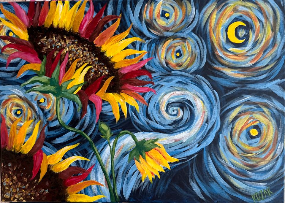 Acrylbild auf Leinwand 70x50 / Wandbild "Sonnenblume" in Jülich