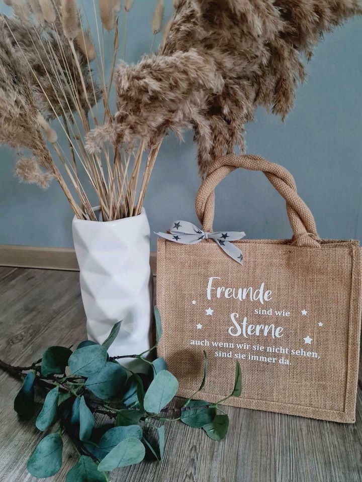 Jute Tasche S mit Spruch/Geschenk in Harsleben