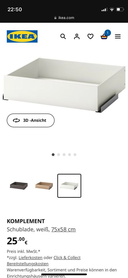 Pax Schublade Ikea weiß 75 cm neu in Konstanz