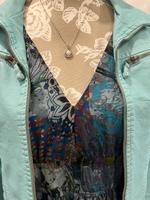 Outfit: Sommerkleid, Lederjacke und Halskette blau türkis Gr.38 Bayern - Stegaurach Vorschau