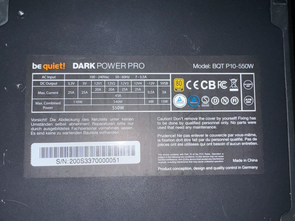 Be Quiet Dark Power Pro BQT P10-550 Watt 80+ Gold modular in Essen