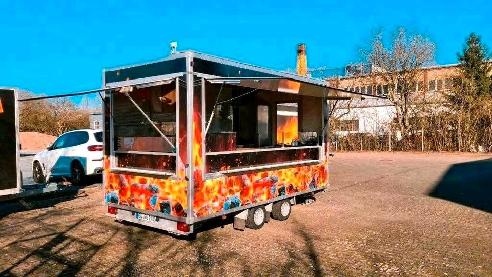 XXL Verschiedene Größen Imbissanhänger Imbisswagen mieten zu vermieten  verleih Foodtruck Verkaufswagen Grillwagen Dönerwagen Döneranhänger Foodtrailer Burgerwagen Wurstbude Streetfood Event mieten in Groß-Gerau