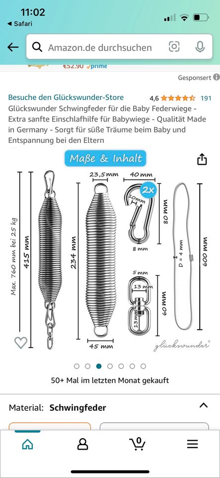 Schwingfeder für schweres Babykörbchen Baby in Bremen