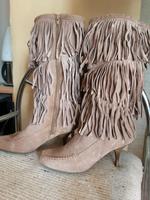 Leder Stiefel, Fransen Stiefel halb hoch gr. 38 Hessen - Haiger Vorschau