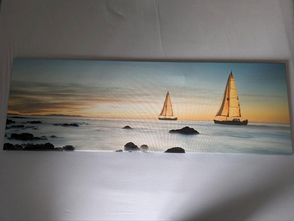 Leinwandbild Wandbild Bild Segelschiffe im Meer, 120x40 cm in Kernen im Remstal