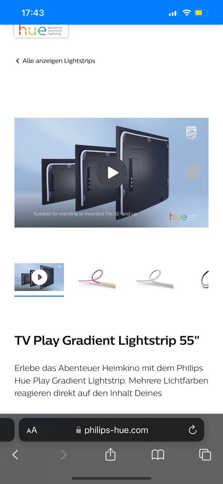 Philips Hue TV Play Gradient Lightstrip in Hadamar