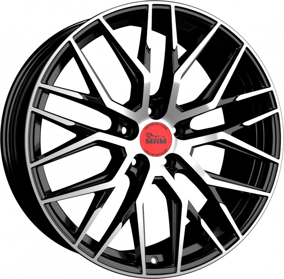 MAM RS4 18 Zoll Felgen für VW Golf 5 6 7 8 Passat Scirocco Arteon Phaeton Sharan GTI GTD GTE egolf 6R 7R 8R B5 B6 B7 B8 CC 3C 13 R 3H 3D 7N Sommerräder Winterräder schwarz Reifen Volkswagen in Neckarsulm