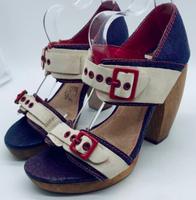 Hingucker!Feud London Designer-Peetoe-Leder-Schuhe, Holz-Absatz Hessen - Wiesbaden Vorschau