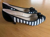 schwarz-weiß gestreifte Pumps/Peeptoes Graceland, Gr. 40 Bayern - Weißensberg Vorschau