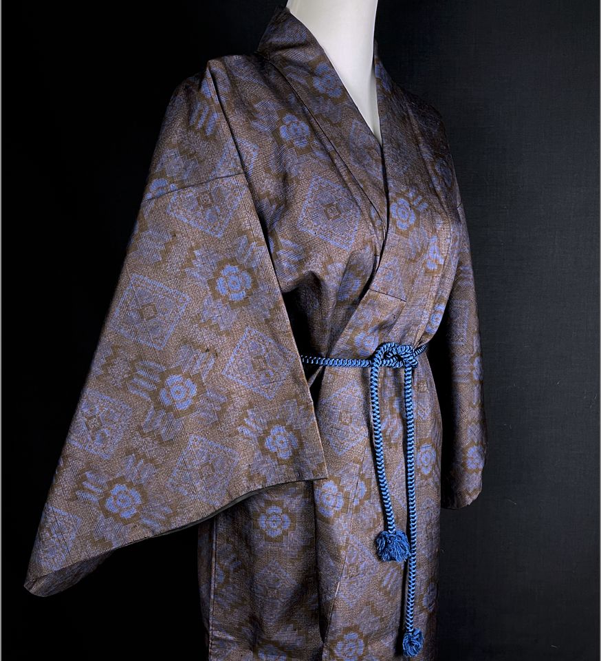 Antike Haori Yukata Jacke Seide Kimono Japan Royal Blau Braun in Berlin
