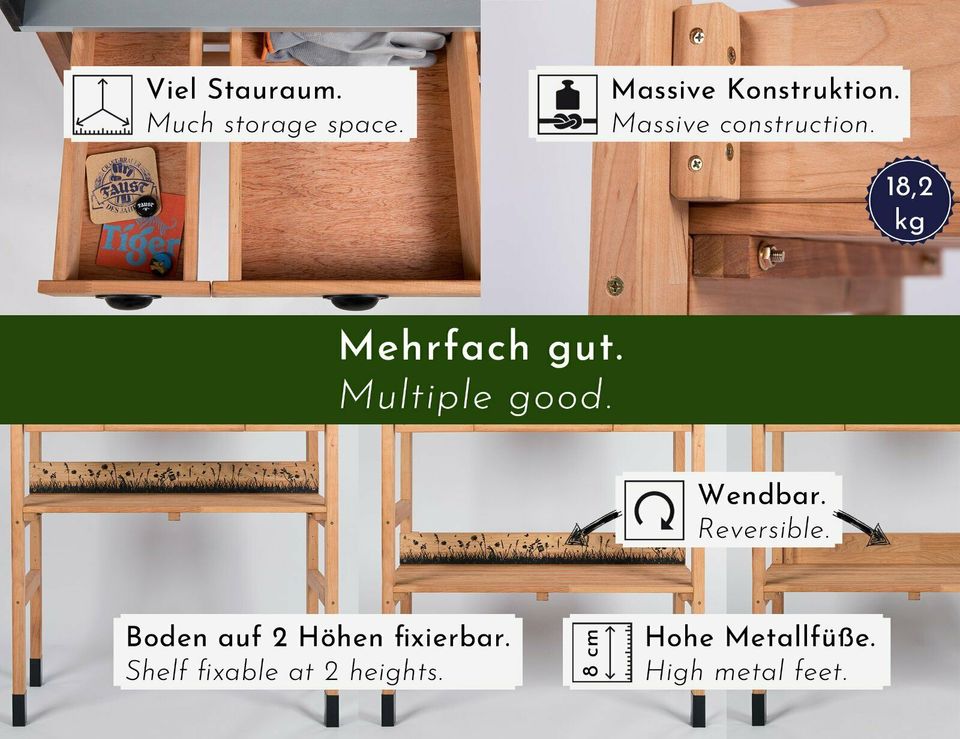 Pflanztisch aus KIRSCHBAUM Holz, Gärtnertisch wetterfest Tisch XL in Friedberg (Hessen)