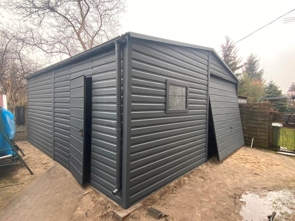 NEU! KFZ Fertiggarage Werkstatt 8x6 mit Carport3x6 Silber in Darmstadt