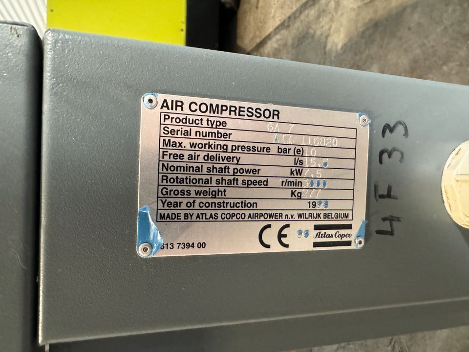 Schraubenkompressor Atlas Copco GA7FF in Grevenbroich