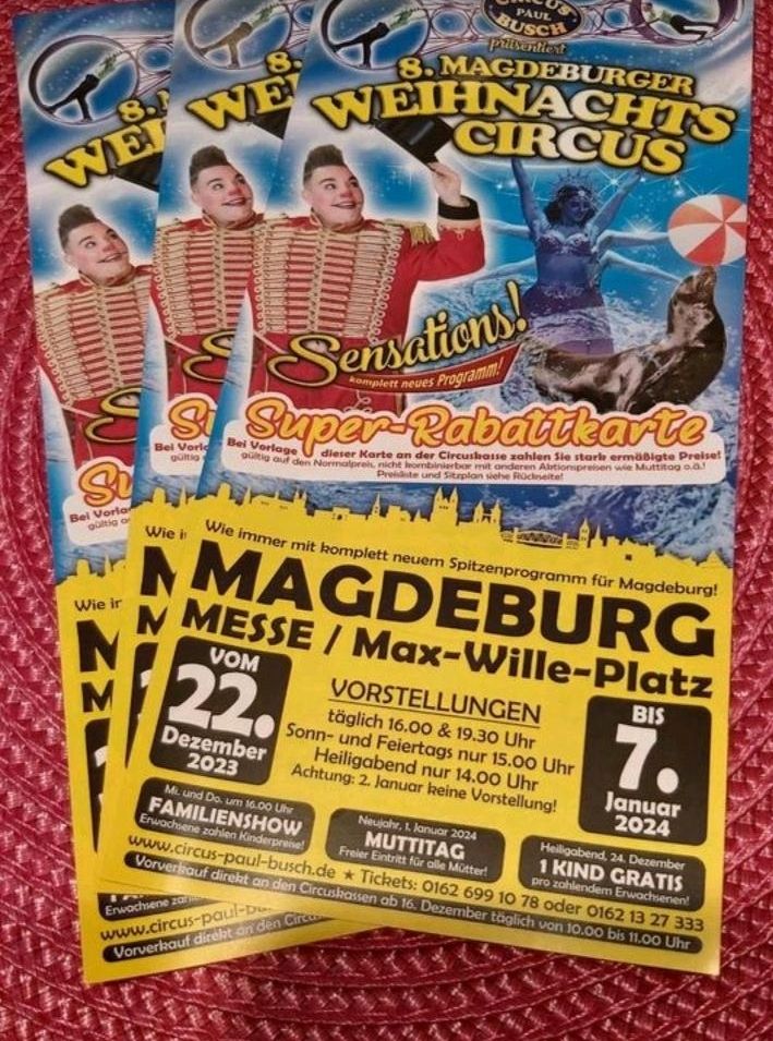 Buch + Rabattkarten Magdeburger Weihnachtscircus Weihnachtszirkus in Magdeburg