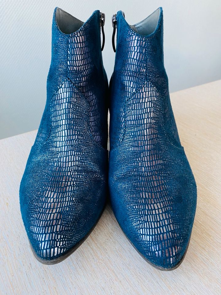 TAMARIS Gr 38 Superweiche Stiefeletten blau-silber metallic in Kaiserslautern