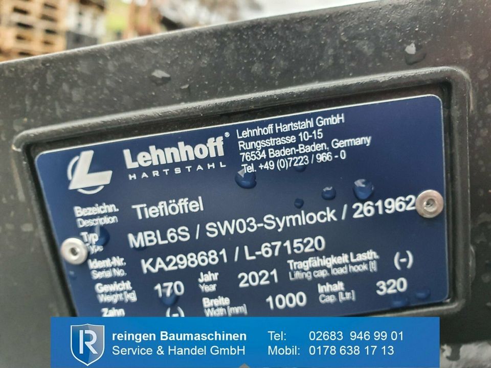 Lehnhoff Tieflöffel MBL6S SW03-Symlock -neu- inkl. MwSt. in Buchholz (Westerwald)