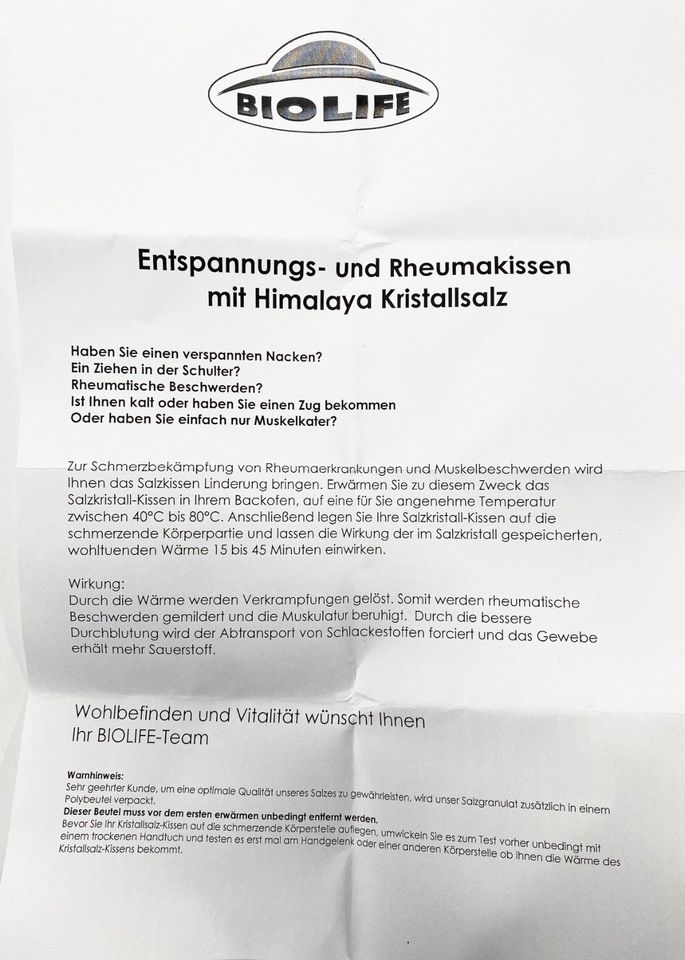 ca. 10.000 St. Wärmekissen Entspannungs- u. Rheumakissen Großhandel, Kissen, Haushaltswaren, Bettwäsche, Marke "Näve BIOLIFE", für Wiederverkäufer, ⌀15cm, Restposten, Palettenware in Tanna