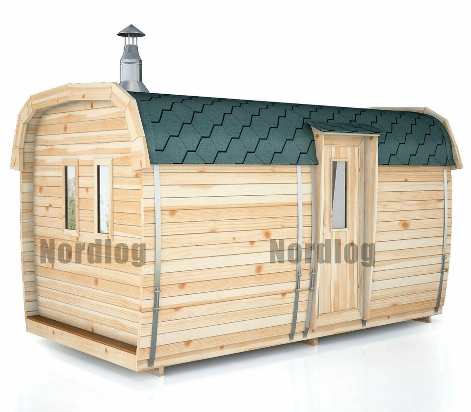 LUXURY NordLog SAUNA BUS 2,3 x 4,0m /Einfache Bänke/ GARTENSAUNA, in Weil der Stadt