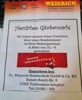 75 € Gutschein Heizungswartung Weierich Lengfurt Baden-Württemberg - Wertheim Vorschau