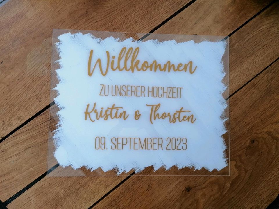 Schild Hochzeit Willkommen Willkommensschild Namen Plexiglas in Holthausen