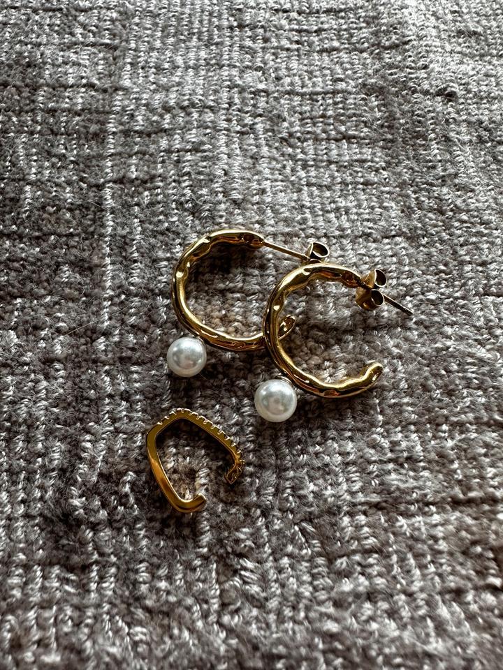 Marlicara Earcuff + Perlen Creolen 925er Silber vergoldet neu in Luckenbach
