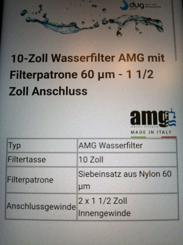 Filterpatrone beidseitig Anschlussgewinde **Neu in Planebruch