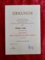 URKUNDE - " AKTIVIST DER SOZIALISTISCHEN ARBEIT " (1974,DRESDEN) Thüringen - Bad Salzungen Vorschau