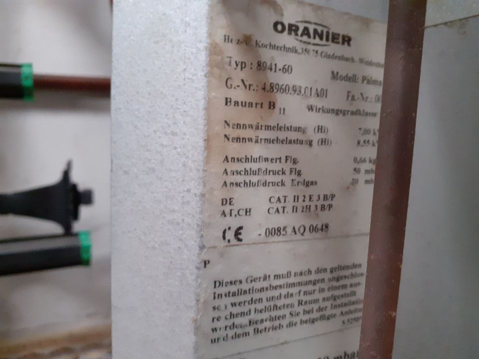 Gasheizautomat Oranier Bozen Palma Seppelfricke Vaillant Mag in Rothenfels