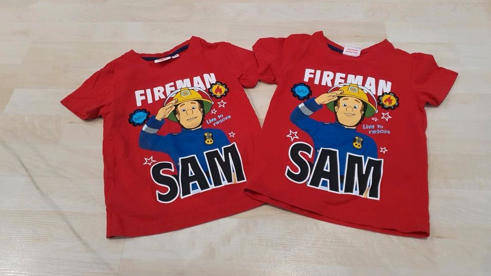 4er Set neuwertig Tshirts 92/98 Feuerwehrmann Sam Paw Patrol in Sande
