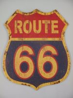 Route 66 - Wandschild Metall 55x45x0,6cm Groß Werkstattschild Krummhörn - Greetsiel Vorschau