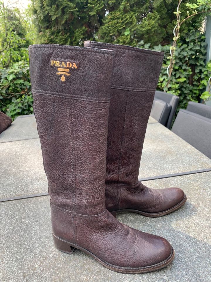 Original Prada Damen Leder Stiefel Braun Gr. 36 Top in Essen