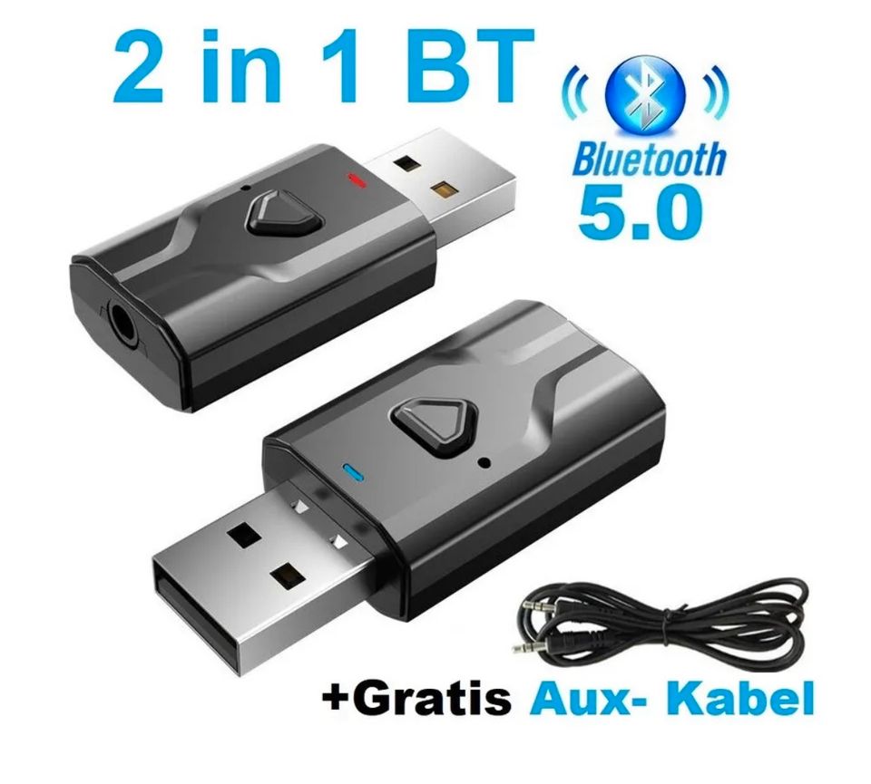 5.1 Bluetooth Adapter 2 in 1 Bluetooth Sender TV und Bluetooth Empfänger  Klinke