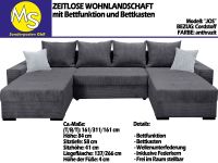 Sofa Couch Wohnlandschaft U Form Bettfunktion-Bettkasten Cord gra Nordrhein-Westfalen - Mettingen Vorschau