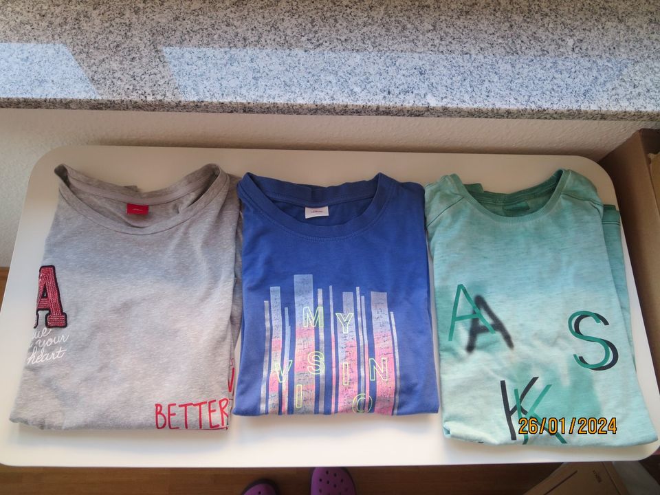 3x Shirt s.Oliver 164 langarm kurzarm T-Shirt grün lila grau in Stuttgart