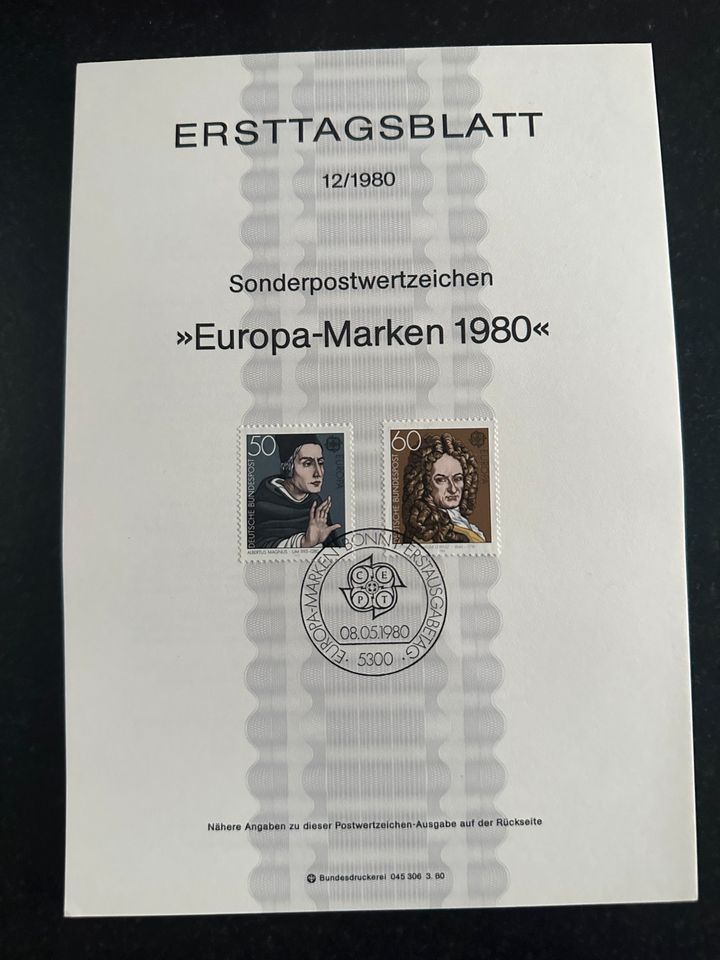 Ersttagsblätter Deutsche Post 1980 Briefmarken Ersttagsblatt in Handorf