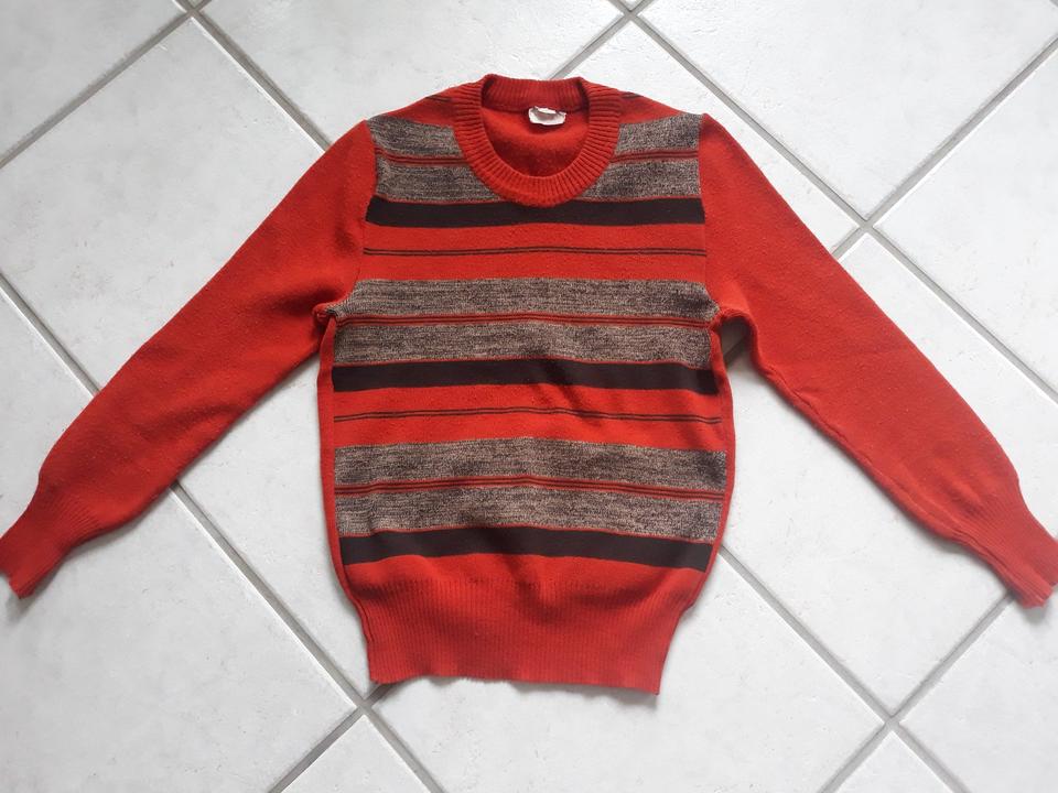 70er Jahre Pulli rost-orangefarben m. Streifen Retro/Vintage in Störnstein