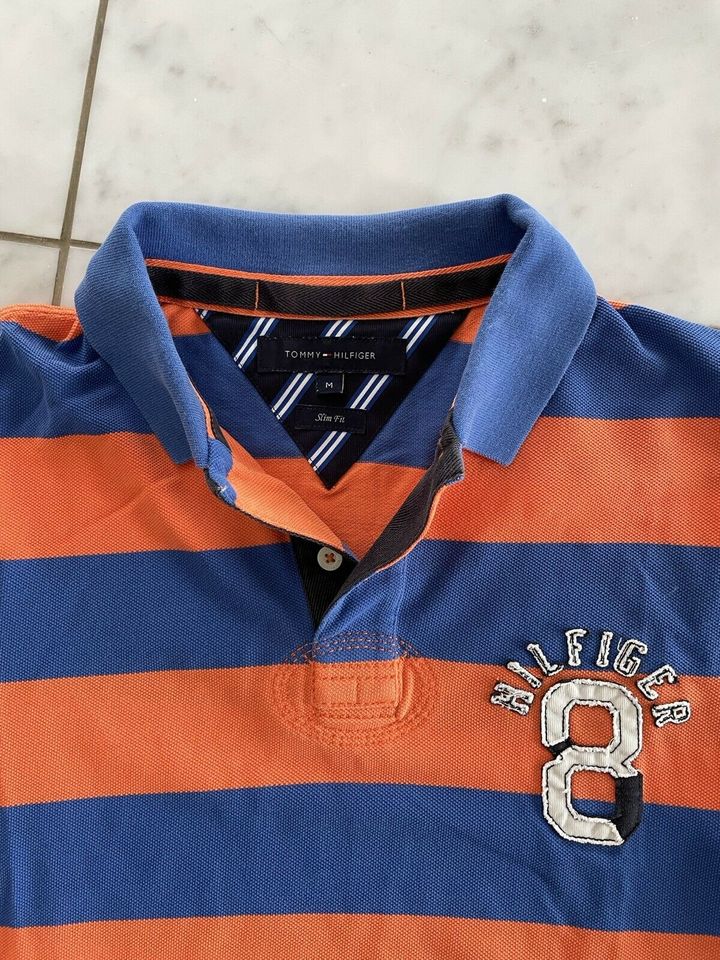 Tommy Hilfiger Poloshirt slim fit orange blau "M" top in Roßbach (Wied)