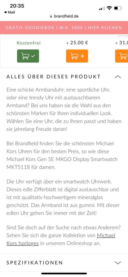 Michael Kors Gen 5E MKGO Display Smartwatch MKT5118 in Ulm